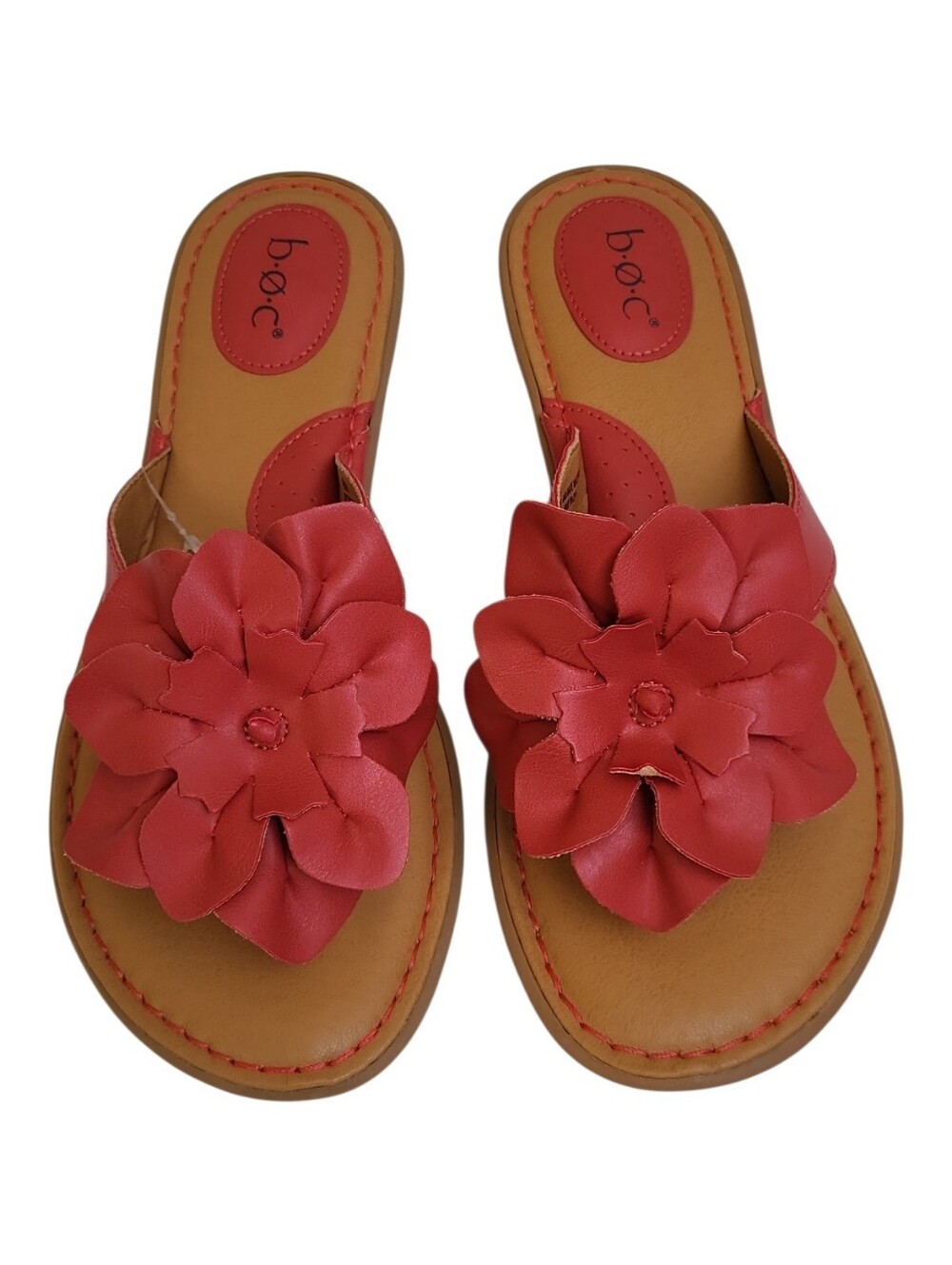 b.o.c. BOC Born Concept Red Flower Floral Thong Red Size 9 Comfort Sandal NEW